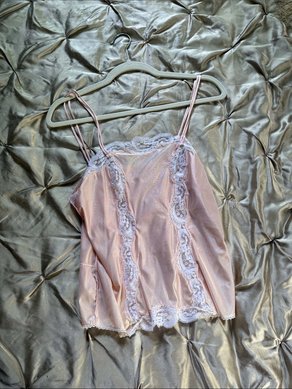 Delicate Pink Lace Trim Cami Top - vintage